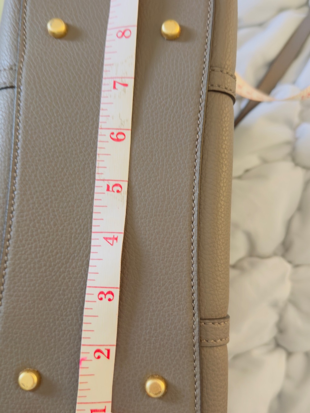 Tory Burch Taupe Pebbled Leather Shoulder Tote - Picture 4 of 7